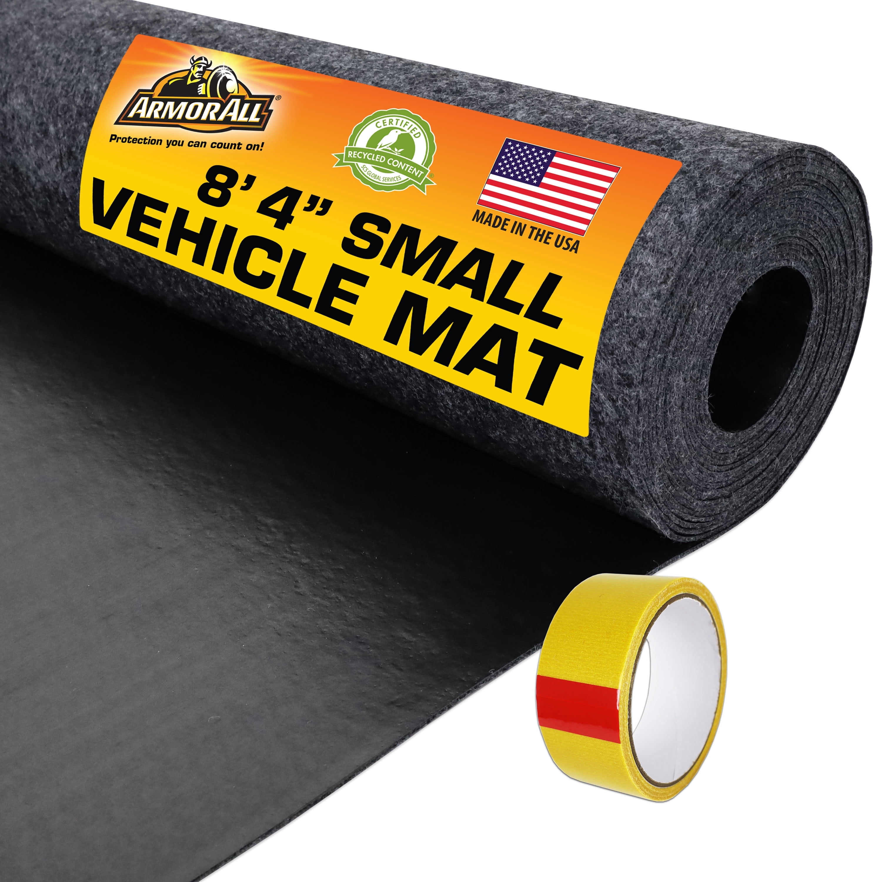 Armor All Premium Original Small Vehicle Garage Floor Mat, (8'4” x 7'4"), Protects Surfaces, Transforms Garage, Absorbent/Waterproof/Durable (Includes Double Sided Tape)(Charcoal)