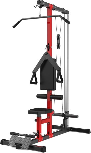 Pull Down Machines, LAT Row Cable Machine, LAT Tower with Additional Pulley Cable, High & Low Pulley Stations with Leg Support, Tricep Workout Equipment