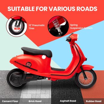 Towallmark Electric Motorcycle for Big Kids, 24V 350W Kids Ride on Moped, Max Up to 14MPH, with Rear Brake, Twist Grip Throttle & LED Light, Electric Motorbike for Kids/Teens 8-12