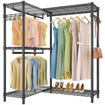 VIPEK Garment Rack L Shaped Clothes Rack for Corner, Freestanding Portable Wardrobe Closet Heavy Duty Clothing Rack