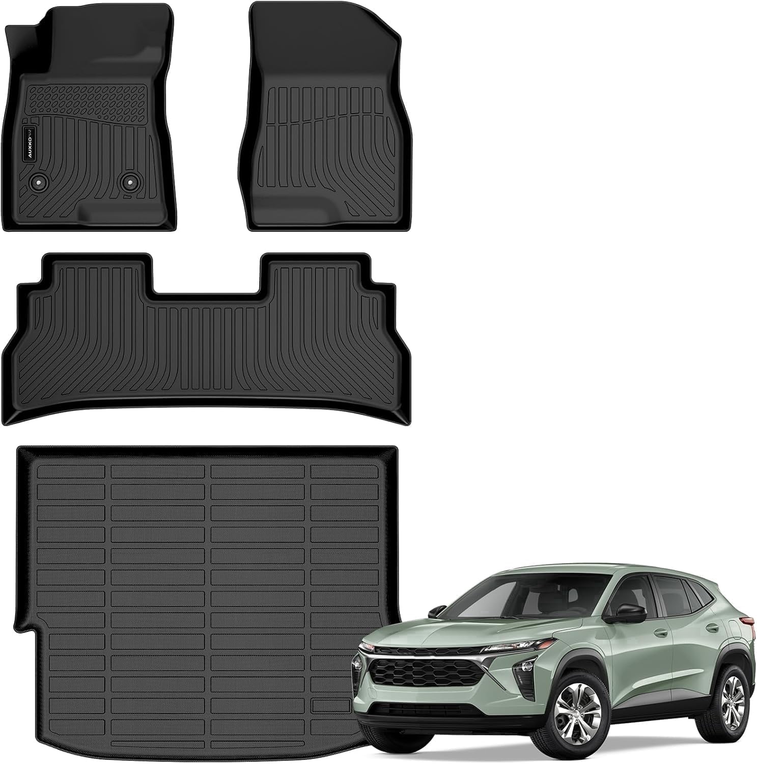 Auxko All Weather Floor Mats Cargo Mat Fit for 2026 2025 2024 Chevrolet Chevy Trax & Buick Envista TPE Floor Liner Trunk Mat Trax Accessories All Season Odorless Anti-Slip Black