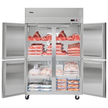 VEVOR Commercial Reach-In Freezer, 48" W, 33 Cu.Ft Stainless Steel Upright Freezer, with 4 Doors, Auto-Defrost, 6 Adjustable Shelves, -11 to 14 Temp Control, UL Certified