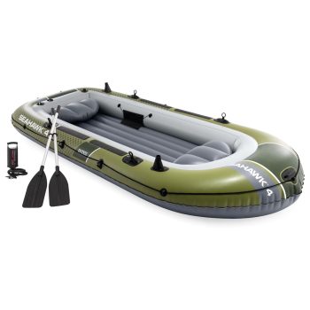 INTEX 66334EP Seahawk Inflatable Boat Set with 54" Oars, Pump, & Fishing Rod Holders
