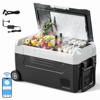 Nepsam 37 Quart (35L) Portable Car Refrigerator, Dual Zone, APP Control, 12V/24V & 100-240V, for RV, Camping & Home