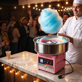 Commercial & Home Dual-Use Cotton Candy Maker, 304 Stainless Steel 15 Inch Bowl, Anti-Slip Base for Stability with Sugar Scoop & Fuse, Perfect for Carnival Childrens Day Family Gathering