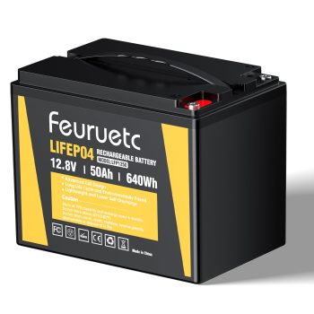 12V 50ah LiFePO4 Solar Battery – Deep Cycle Lithium Battery for Solar Systems, Off-Grid, RV, Marine, and Backup Power with 15000+ Cycles, Lightweight, Maintenance-Free