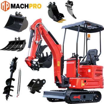 MachP 1.4-Ton Mini Excavator Kubota Z482 Diesel Engine, 11.4HP, Full Hydraulic Pilot Control, 2800lb US In-Stock for Tight Space Construction, Landscaping, Farming,EPA Certified