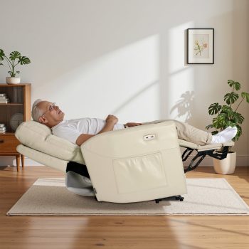 MCombo 380lbs Oversized Dual Motors Lay Flat Power Lift Recliner Chair with 27'' Extra-Wide Seat for Heights 5'7''-6'6" Big and Tall People, Faux Leather()