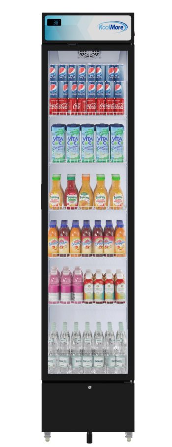 17 in. Slim Commercial Merchandiser Refrigerator 7 Cu. Ft. in Black, ETL Listed (KM-MDR-17S)