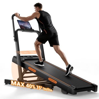 UMAY Walking Pad Treadmill, 40% Incline, Foldable with Dual Handle Bars, 350 lbs Capacity, 3HP Quiet Motor, 6.2 MPH, Tablet Holder