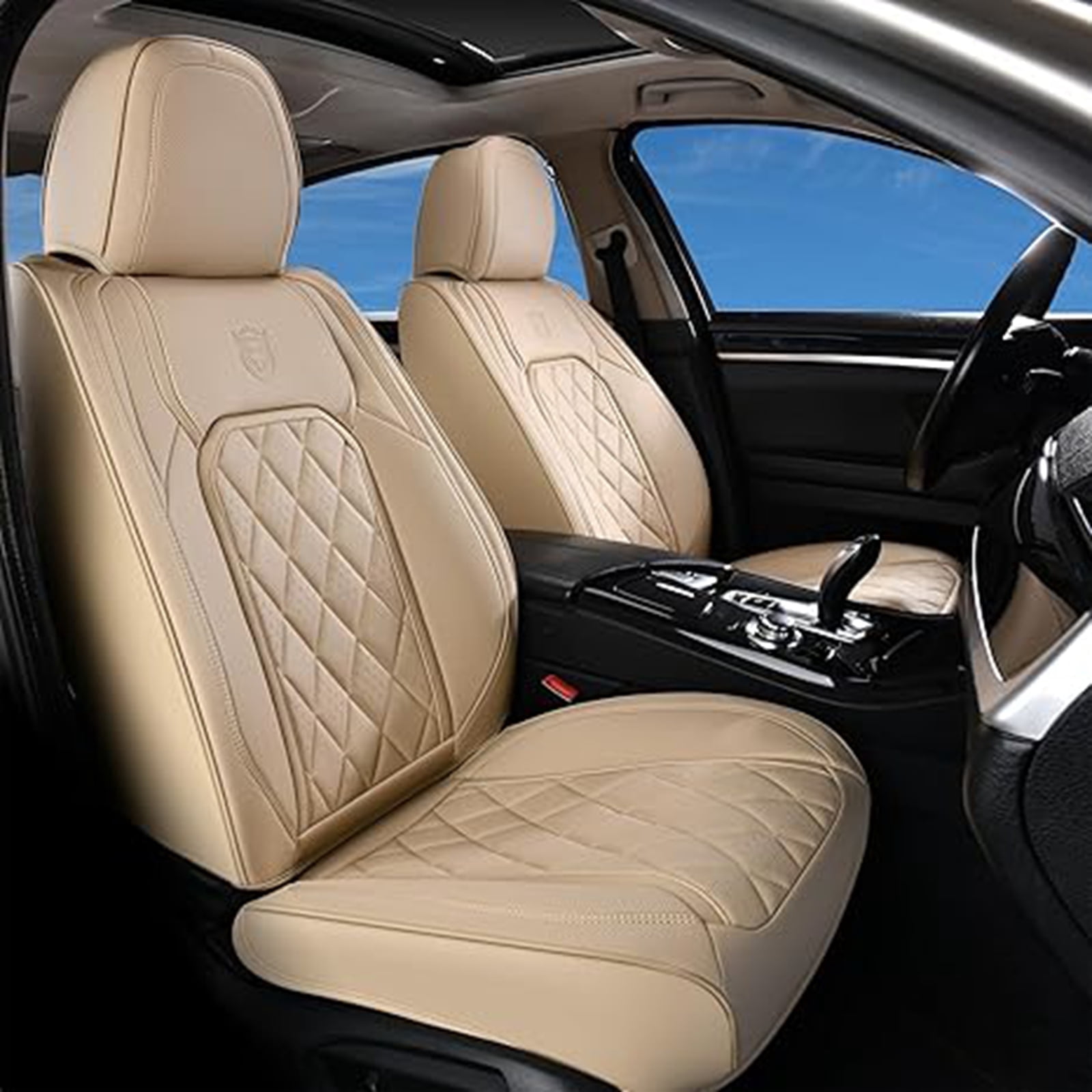 Coverado Front Car Seat Covers, Waterproof Premium Leather Seat Cushions, 6 Pieces Auto Interior Protectors Universal Fit Most Cars, Suvs, Pickup Trucks