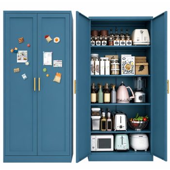 Kitchen Pantry Cabinet,71” Metal Tall Pantry Storage Cabinet with Doors and 4 Adjustable Shelves,Kitchen Storage Cabinets Freestanding Food Cabinet for Pantries, Kitchen, Livingroom, Dining Room