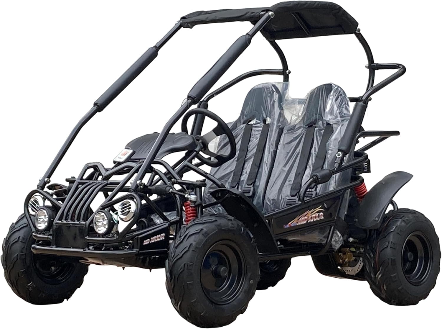 TRAILMASTER Mid XRX/R - Deluxe Go Kart Buggy with Reverse, Full roll cage and Safety Harness, Ages 10 and up, 196 CC Electric Start. (Black)