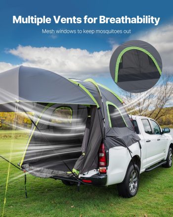 VEVOR Pickup Truck Tent, Fits 5.5-6.0 ft Truck Tents for Camping, Waterproof PU2000 mm 2-3 Person Sleeping Truck Bed Tent, Sturdy Truck Bed Camper Shell with Expandable Awning, Rainfly, Storage Bag
