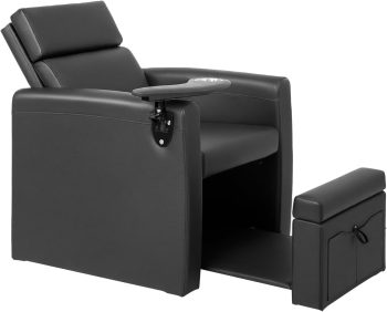 OmySalon Electric Pedicure Chair w/Adjustable Backrest, Movable Cup Holder & Hidden Storage Platform, Full-Floor Support Pedi Station for Professional Nail Tech Supplies Spa Salon Home Studio