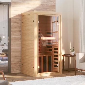 1-2 Person Indoor Infrared Sauna, Full Spectrum Dry Sauna with Red Light Therapy, Low EMF Far Infrared Sauna for Home Spa, Muscle Recovery, Patio & Backyard