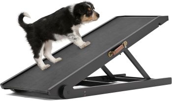 Slsy Folding Dog Ramp, 4 Level Adjustable Folding Pet Ramp with Upgrade Rubber Mat for 19.6''H Bed, Great for Small & Large Old Dogs & Cats, Supports up to 150 lbs