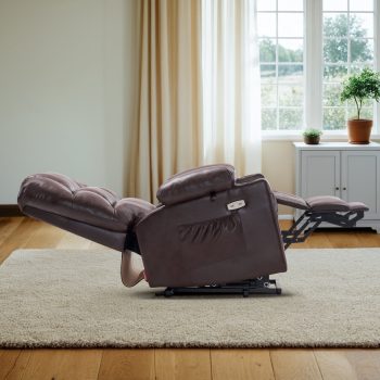 MCombo Dual Motor Large Power Lift Recliner Chair with Massage and Heat for Elderly Big and Tall People, Infinite Position, Extended Footrest, Faux Leather 7680 (, Large)
