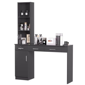 Professional Barber Station - 70" Salon Workstation with Storage for Hair Stylists | 3 Hot Tool Holders, Lockable Drawer & Wall-Mountable Design | Home & Commercial Use ()