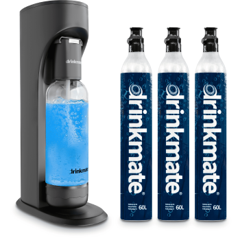 Drinkmate OmniFizz Sparkling Water Maker & Soda Maker Machine, Carbonates Any Drink Including Juice, Wine & Cocktails, 3 CO2 Cylinders Included, No Electricity