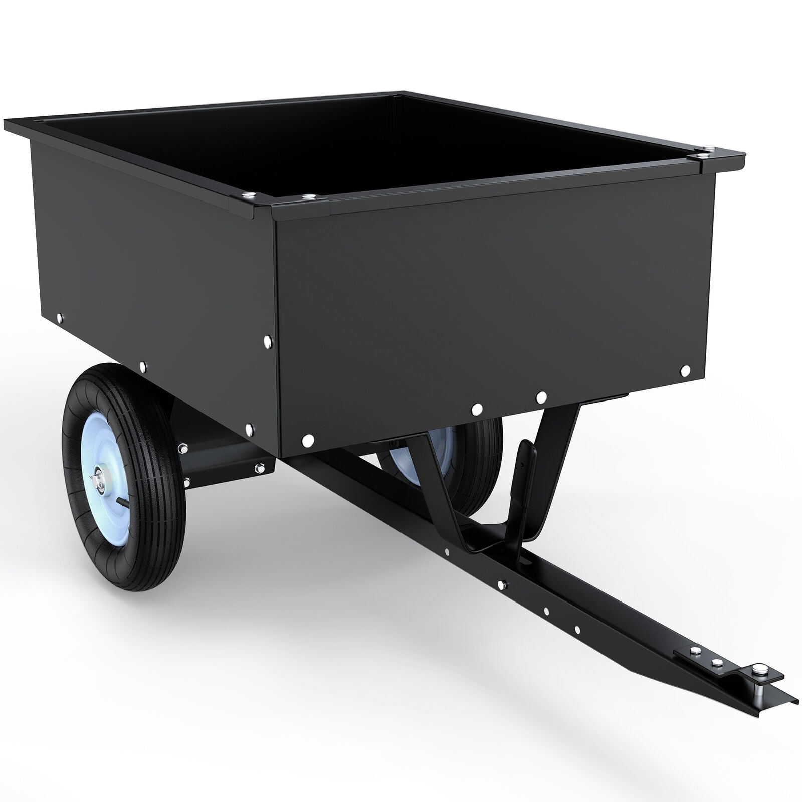 Dextrus Dump Cart Tow Behind Lawn 350LB Steel Black for Lawn Tractor & ATV UTV With Wheels