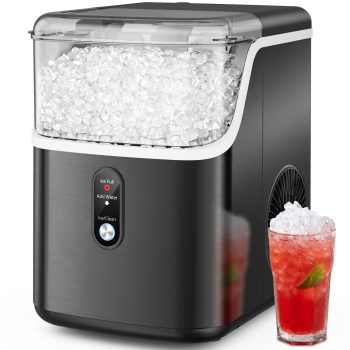 Snowyermine Nugget Ice Maker Countertop, 35 lbs per Day, Soft, Chewable Sonic-Style Pebble Ice, One-Touch Self-Cleaning, Stainless Steel, for Home, Kitchen, Office, RV and Camping