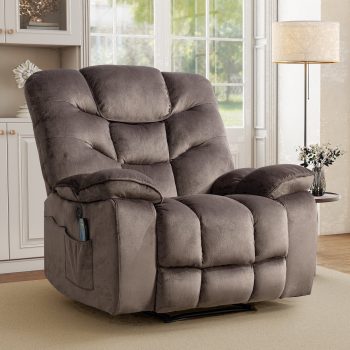 Ebello XL Power Recliner Chair - 41" Wide Electric Massage Recliner with Heat & USB Charging, Overstuffed Reclining Sofa for Living Room
