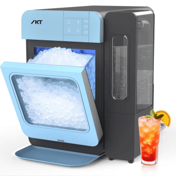 IKT Countertop Nugget Ice Maker with Side Water Tank, 45 lbs Per Day, 5.5lbs Storage for Home & Bar, Self-Cleaning & LED Light, Includes Ice Scoop