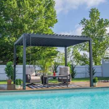 Backyard Discovery Sarasota 12'x10' Galvanized Steel Louvered Pergola Kit, Adjustable Roof