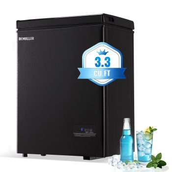 DEMULLER Chest Freezer 3.3 ft³ Deep Freezer with Two Baskets Top Open Door Freezer Black