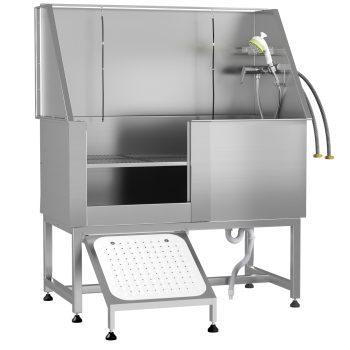 50" Dog Washing Station Professional Stainless Steel Dog Pet Grooming Bath Tub for Salon,Dog Bathtub with Ramp for Indoor Outdoor