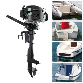 ToppiJoy 6HP 4 Stroke Outboard Motor, 140CC Heavy Duty Gas Powered Boat Engine with Water Cooling System, Tiller Control