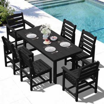LOYALICE 7 PC Outdoor Patio Furniture Set, Patio Dining Sets, 6 Chairs and 1 Table
