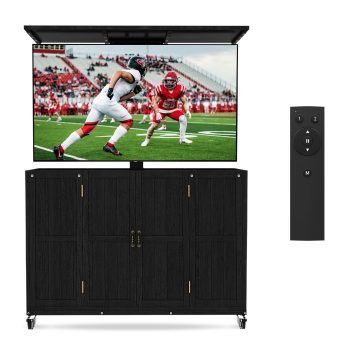 Avocahom Solid Wood Outdoor Motorized TV Lift Cabinet On Wheels For 32-65 Tvs