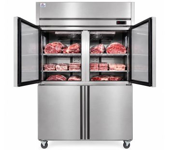 Cooler Depot Heavy Duty Commercial 4-Door Reach-In Freezer, Single Temperature, Stainless Steel,