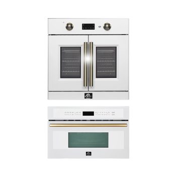 2-Piece Kitchen Bundle - 30" White Single Wall Oven, 30" White Microwave