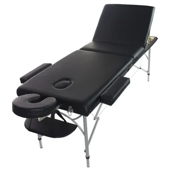 SKINACT Porto Portable Massage Table Aluminum With Reclining Back (Black)