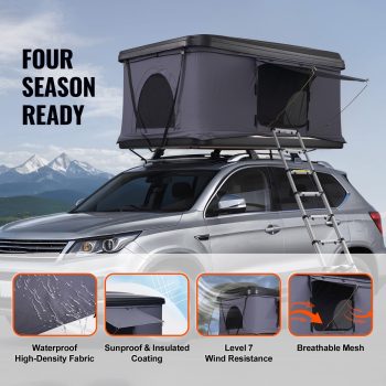KFFKFF Hard Shell Rooftop Tent, Model for 2-3 People, Includes Thick Mattress and Telescopic Ladder, Waterproof and Windproof, Suitable for Jeep, SUV, Van, and Pickup Trucks