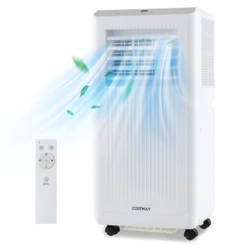 Costway 10000 BTU (6500 BTU DOE) 350 sq ft Portable Air Conditioner, White