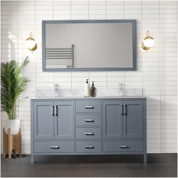 COSMOS 72 Inch Double Sink Bathroom Vanity in Dark Grey with Soft Close Doors and Drawers