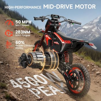 Qronge Electric Dirt Bike for Adults 50 mph 4500W Peak Motor X1 Spark E-Dirt Bike up to 60Miles Range 14"/12" Fat Tires off Road E Dirt Bike with 60V 28.8AH Battery, Full Suspension, UL2849 by SGS