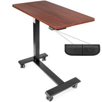 Vaunn Medical Electric Height Adjustable Overbed Table with Wheels