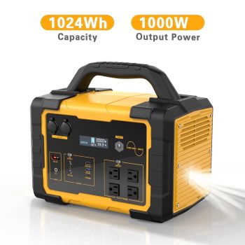 1024Wh Portable Solar Generator, 1000W Power Station Pure Sine Wave Backup Battery for Camping RV Home Emergency Outdoor