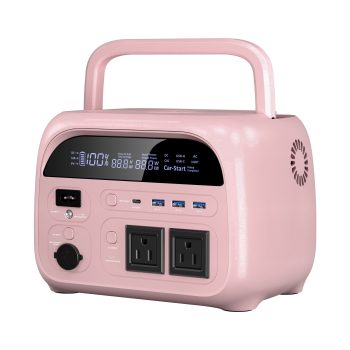 CTOLITY AP400 Pink 500W 346Wh Portable Power Station, LiFePO4 Solar Generator with 150W Fast Charging, UPS Backup Power for Camping, RV, Outdoor & Emergency