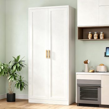 Metal Kitchen Pantry Cabinet, 71"H x 28"W x 14"D Pantry Cabinets with 2 Doors and 4 Adjustable Shelves for Kitchen Storage, Metal Cabinet for Kitchen, Dining Room, Living Room