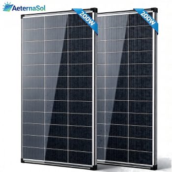 AeternaSol 400W 12V Bifacial Solar Panel Set (2 x 200W), 18BB N-Type A+ Grade with 25% Efficiency, IP68 Waterproof & Pre-Drilled for Quick Install on RV, Boat, Camper & Farm