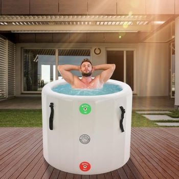 Lilypelle 39"(D) x 35.5"(H) Inflatable Oval Ice Bath Cold Plunge Tub, Durable Freestanding Soaking Tub, PVC Insulated Lid, Hand Pump and Repair Kit Included, Anti-Slid Bottom