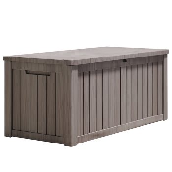YOSADIER 120 Gallon Resin Deck Box with Built-in Steel, Large Waterproof and UV Resistant Indoor & Outdoor Storage Box for Patio Cushions, Pool Supplies, Garden Tools