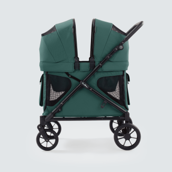 Familidoo Q2 Multi-Use 2 Seat Kids Wagon Stroller – Foldable, Lightweight & All-Terrain for Kids & Pets – Magnetic Safety Harness, Rain Cover & Compact Travel Design – Up to 198 lbs (Denim Blue)