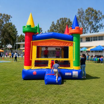 Pogo Crossover Modular Rainbow Inflatable Bounce House Kids Jumper with Blower